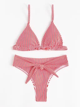 Купальник женский раздельный MINAKU «Stripe», размер 46, цвет красный