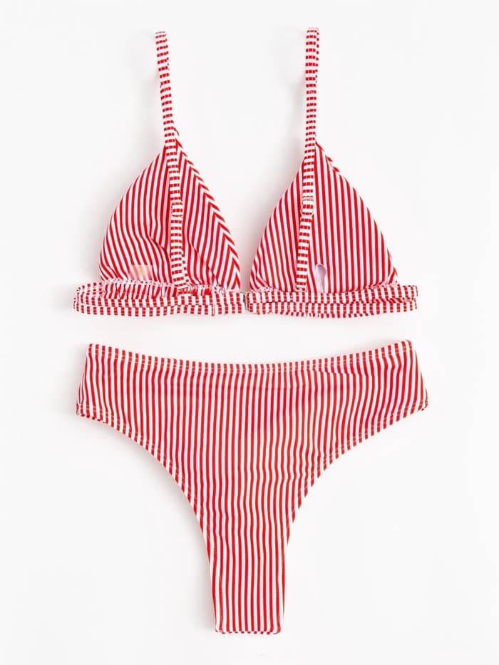 Купальник женский раздельный MINAKU «Stripe», размер 46, цвет красный