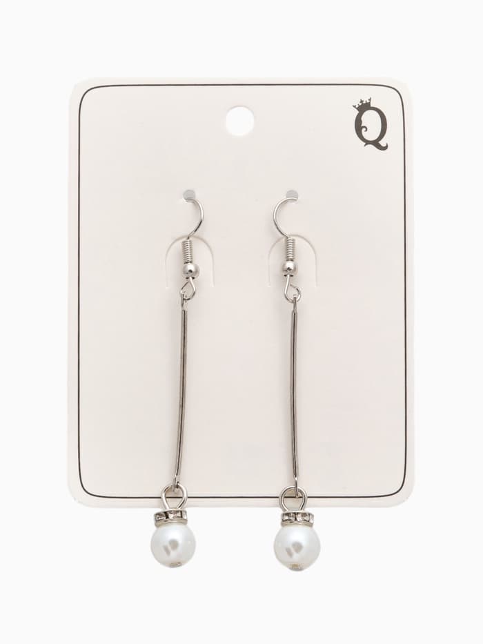 Серьги с жемчугом «Бусинки на палочке», белые