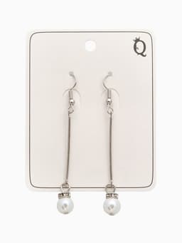 Серьги с жемчугом «Бусинки на палочке», белые