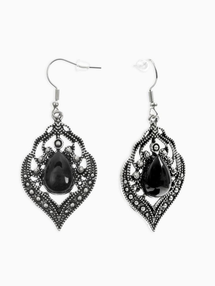 Серьги ассорти «Капля» изящность, ажурная, цвет чёрный в чернёном серебре