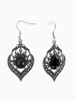 Серьги ассорти «Капля» изящность, ажурная, цвет чёрный в чернёном серебре
