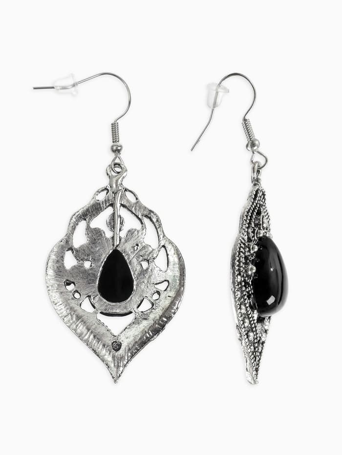 Серьги ассорти «Капля» изящность, ажурная, цвет чёрный в чернёном серебре