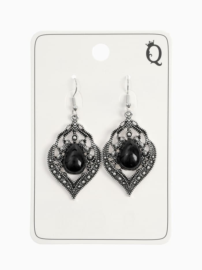 Серьги ассорти «Капля» изящность, ажурная, цвет чёрный в чернёном серебре