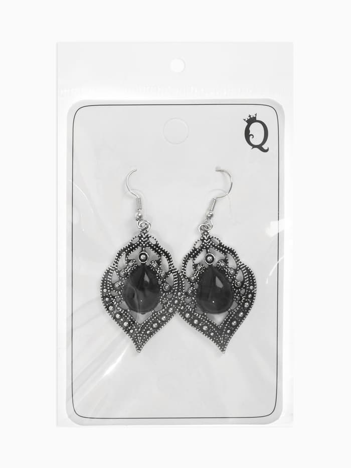 Серьги ассорти «Капля» изящность, ажурная, цвет чёрный в чернёном серебре