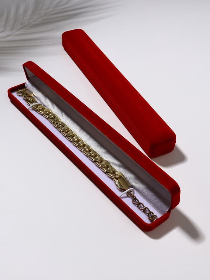 Футляр бархатный под браслет, цепочку, часы «Пенал», 23.5×3 см, красный