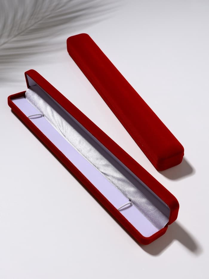 Футляр бархатный под браслет, цепочку, часы «Пенал», 23.5×3 см, красный