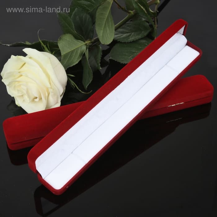 Футляр бархатный под браслет, цепочку, часы «Пенал», 23.5×3 см, красный