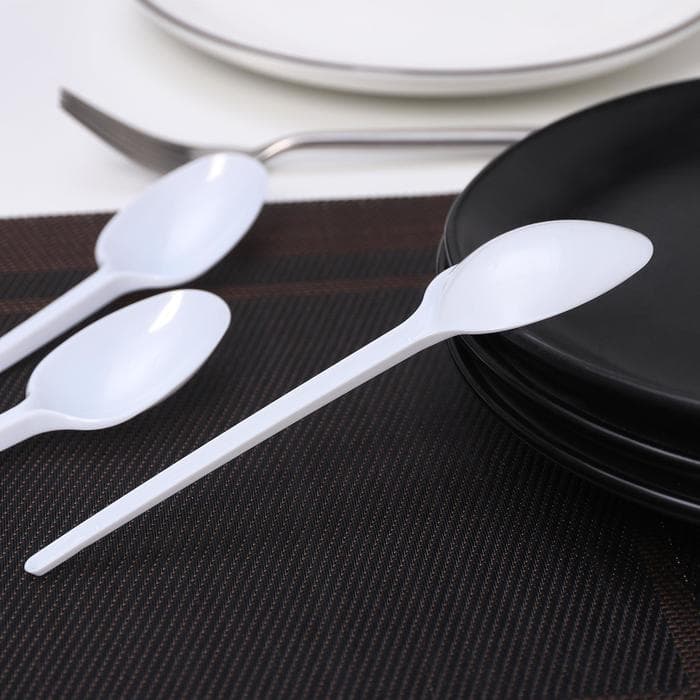Ложки одноразовые Мистерия, набор 12 шт., пластик, 16.5 см, столовые, белые