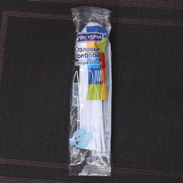 Ложки одноразовые Мистерия, набор 12 шт., пластик, 16.5 см, столовые, белые