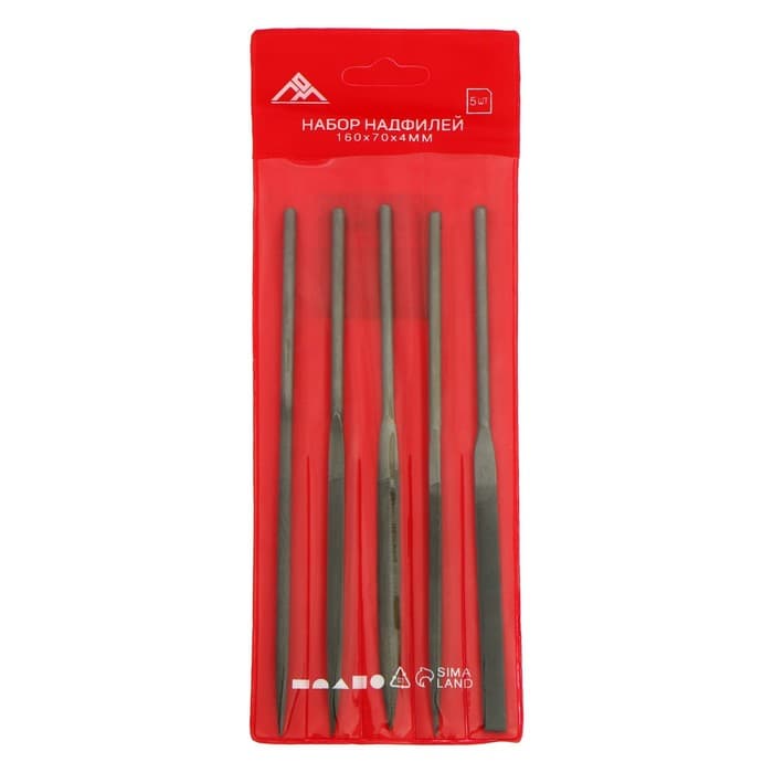 Набор надфилей ЛОМ, металлические рукоятки, 70×160×4 мм, 5 шт.