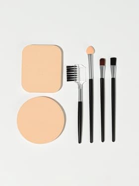 Набор для макияжа, 6 предметов, чёрный, бежевый