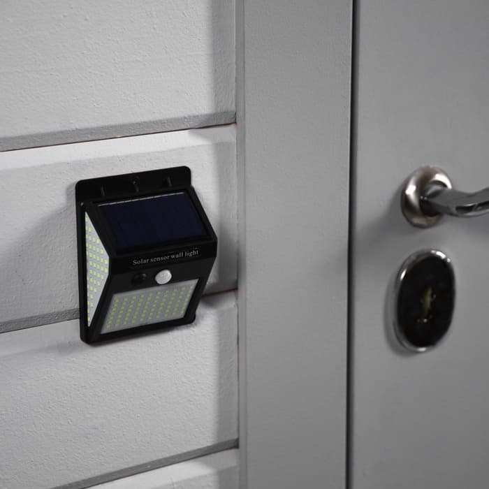 Садовый светильник на солнечной батарее с датчиком движения, накладной, 150 LED, свечение белое