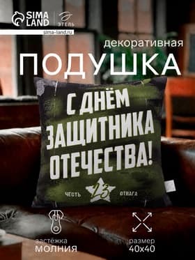 Подушка декоративная «Этель. День Защитника Отечества», 40×40 см, велюр
