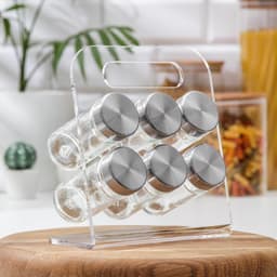 Набор для специй «Модерн», 23×9×22 см, 90 мл, 4×9.5 см, на подставке, 6 шт., стекло