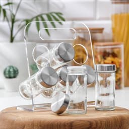 Набор для специй «Модерн», 23×9×22 см, 90 мл, 4×9.5 см, на подставке, 6 шт., стекло