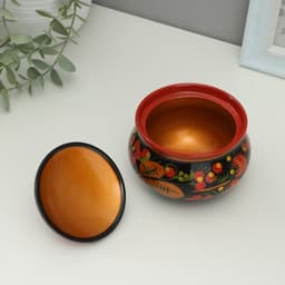 Сахарница дерево хохлома «Ягодки», 9×9 см