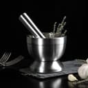 Ступка с пестиком Доляна Steel, d=10 см, нержавеющая сталь, серебристая