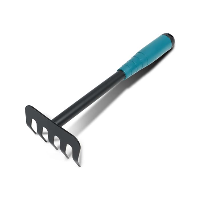 Грабли малые, прямые, 5 зубцов, длина 28.5 см, металл, пластиковая ручка, Greengo