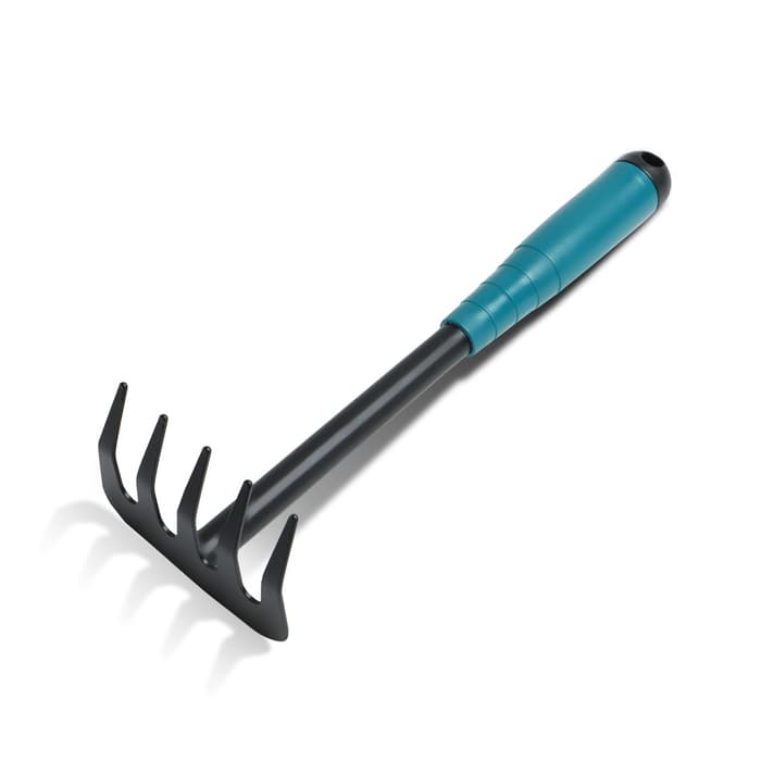 Грабли малые, прямые, 5 зубцов, длина 28.5 см, металл, пластиковая ручка, Greengo