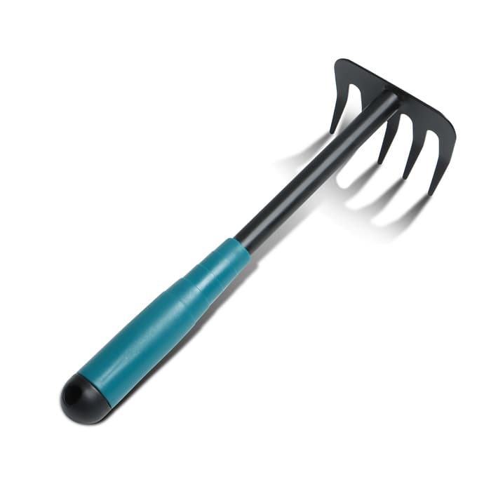 Грабли малые, прямые, 5 зубцов, длина 28.5 см, металл, пластиковая ручка, Greengo