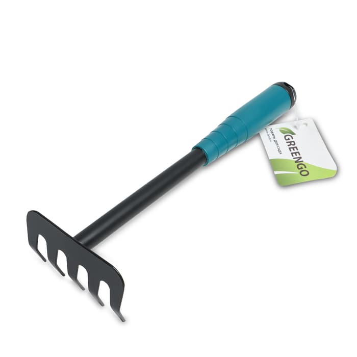 Грабли малые, прямые, 5 зубцов, длина 28.5 см, металл, пластиковая ручка, Greengo