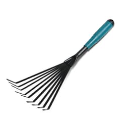 Грабли малые, веерные, пластинчатые, 9 зубцов, длина 38 см, металл, пластиковая ручка, Greengo
