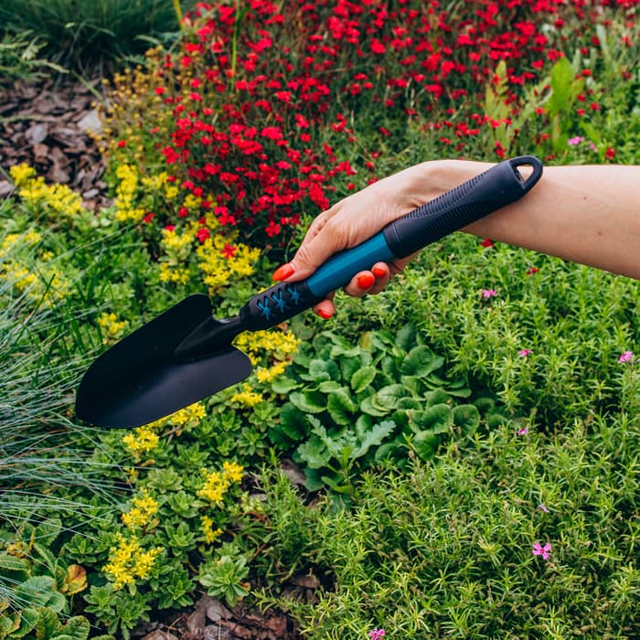 Совок посадочный Greengo, длина 45 см, ширина 8.5 см, металлическая рукоять с резиновой ручкой