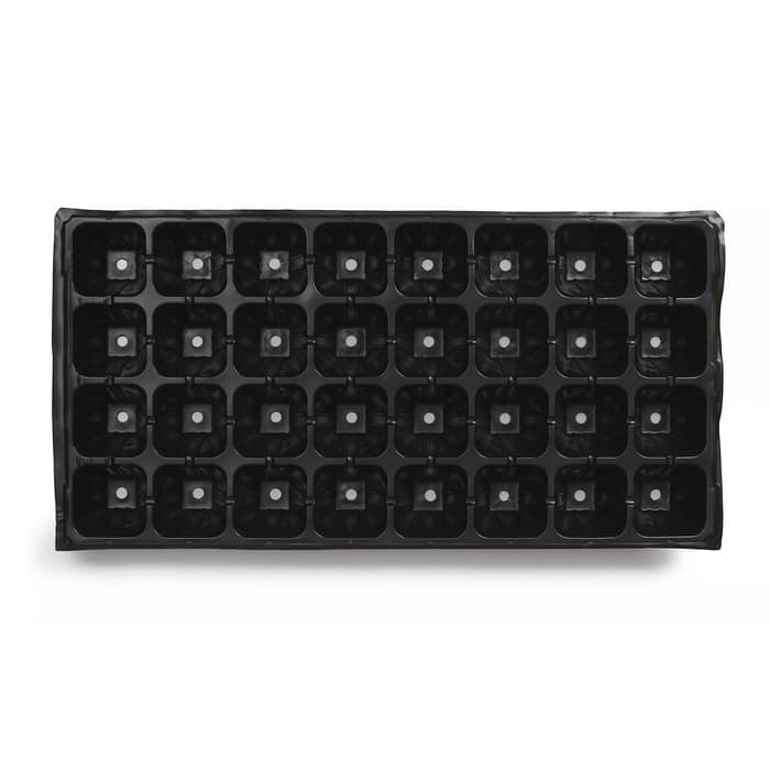 Кассета для рассады, на 32 ячейки, по 110 мл, пластиковая, чёрная, 53.5×27×5.5 см, Greengo