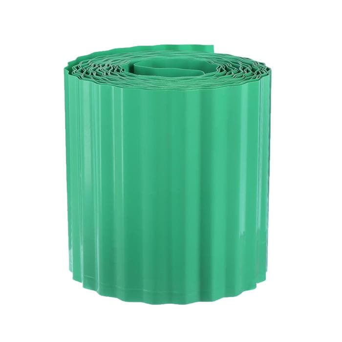 Лента бордюрная, 15 см×9 м, толщина 0.6 мм, пластиковая, гофра, зелёная, Greengo