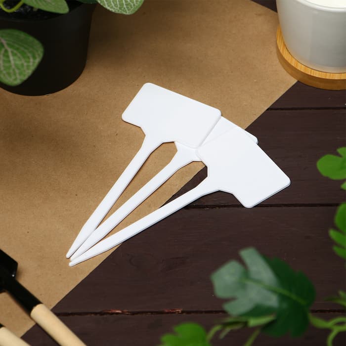 Таблички садовые, для маркировки растений, 15 см, набор 10 шт., пластик, белые, Greengo