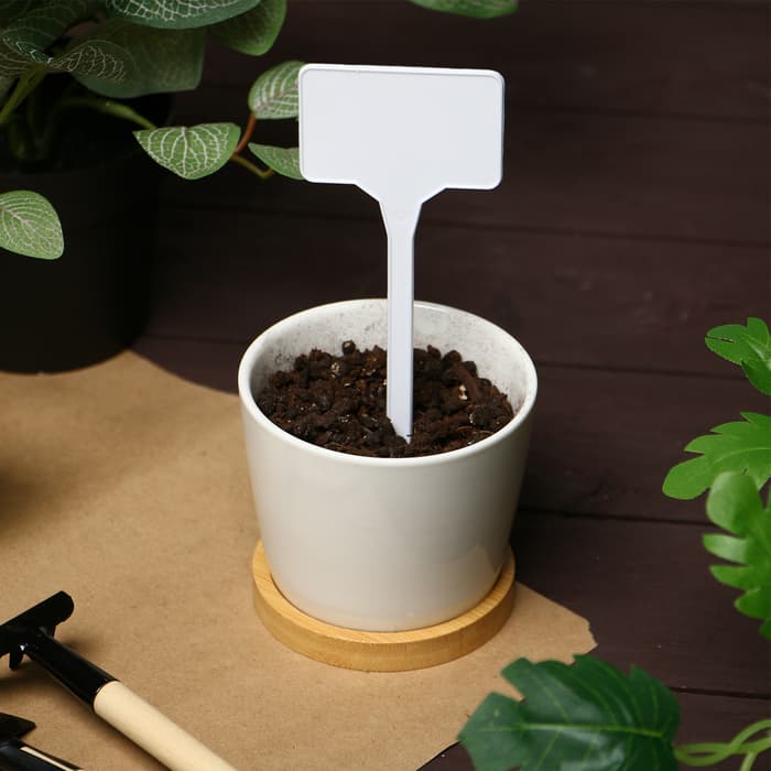 Таблички садовые, для маркировки растений, 15 см, набор 10 шт., пластик, белые, Greengo