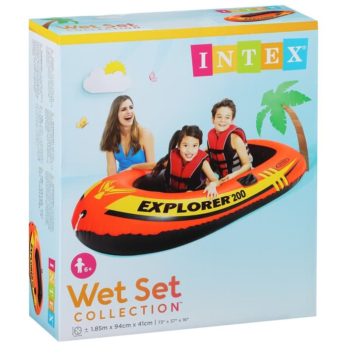Лодка Explorer 200, 2 местная, 185×94×41 см, от 6 лет, до 95 кг, 58330NP INTEX