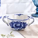 Бульонница с ручками «Ивушка», H=7 см, 0.35 л, фарфор, гжель