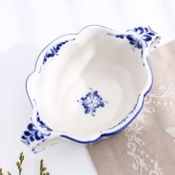 Бульонница с ручками «Ивушка», H=7 см, 0.35 л, фарфор, гжель