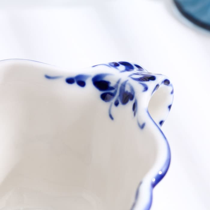 Бульонница с ручками «Ивушка», H=7 см, 0.35 л, фарфор, гжель