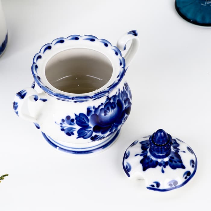 Сахарница фарфор гжель «Елена», 13×10×16 см