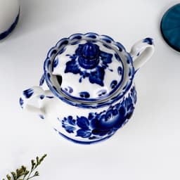 Сахарница фарфор гжель «Елена», 13×10×16 см