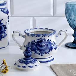 Сахарница фарфор гжель «Елена», 13×10×16 см