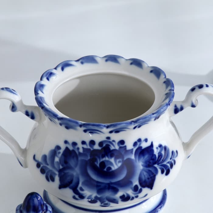 Сахарница фарфор гжель «Елена», 13×10×16 см