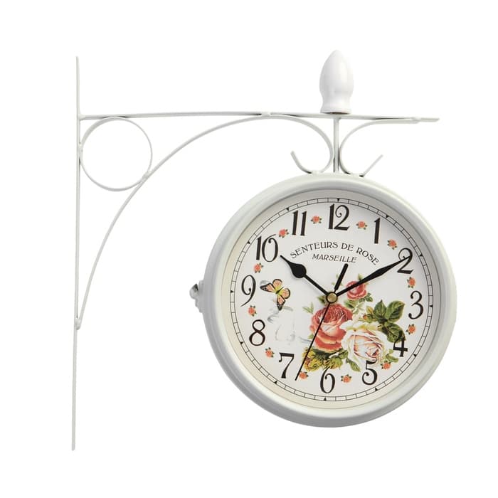 Часы настенные интерьерные «Розы», двусторонние, на подвесе, плавный ход, 40×32 см, циферблат d=17 см, от батареек 2×АА