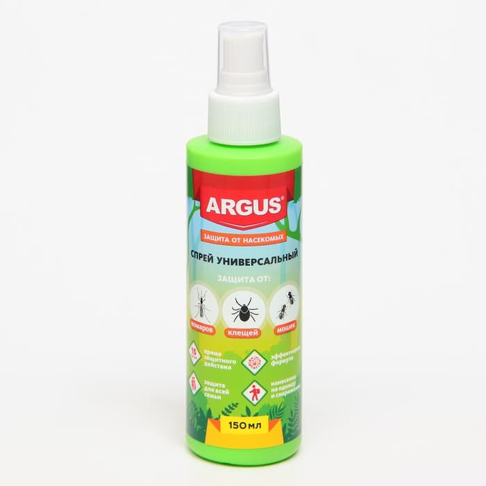 Лосьон-спрей универсальный, от комаров, клещей, мокрецов, москитов, мошек Argus, 150 мл