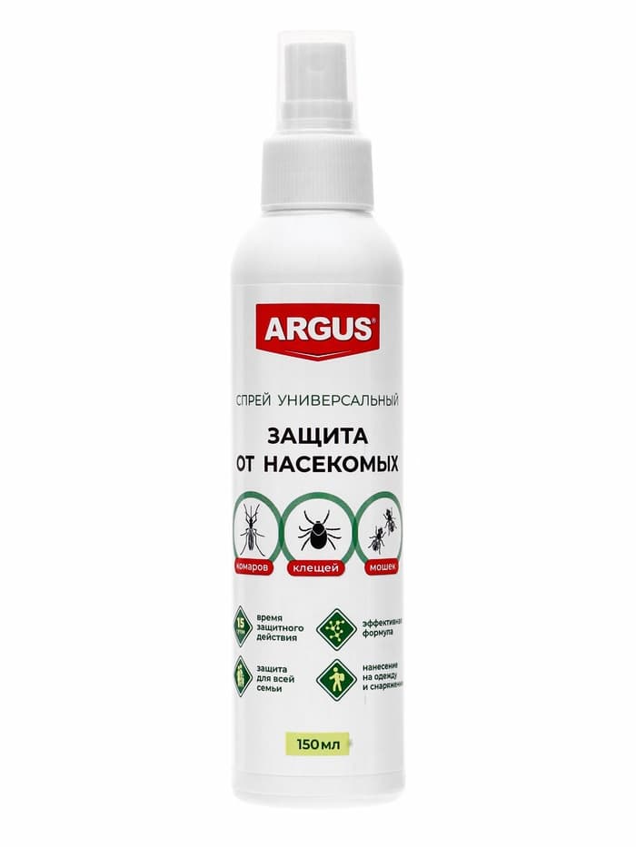 Лосьон-спрей универсальный, от комаров, клещей, мокрецов, москитов, мошек Argus, 150 мл