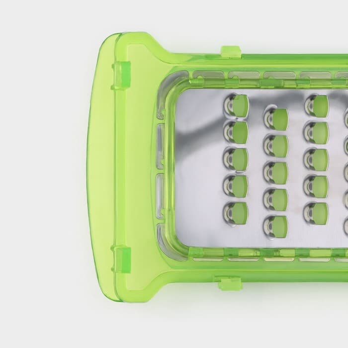 Овощерезка универсальная Доляна «Фреш Флеш», 7 насадок, овощечистка, мерный контейнер, 27×10×12 см, зелёная, белая