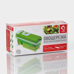 Овощерезка универсальная Доляна «Фреш Флеш», 7 насадок, овощечистка, мерный контейнер, 27×10×12 см, зелёная, белая