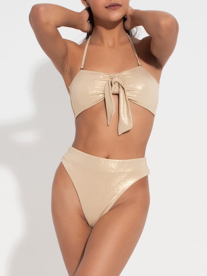 Купальник раздельный блестящий женский MINAKU Glow, цвет золотой, размер 44