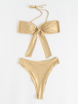 Купальник раздельный блестящий женский MINAKU Glow, цвет золотой, размер 50