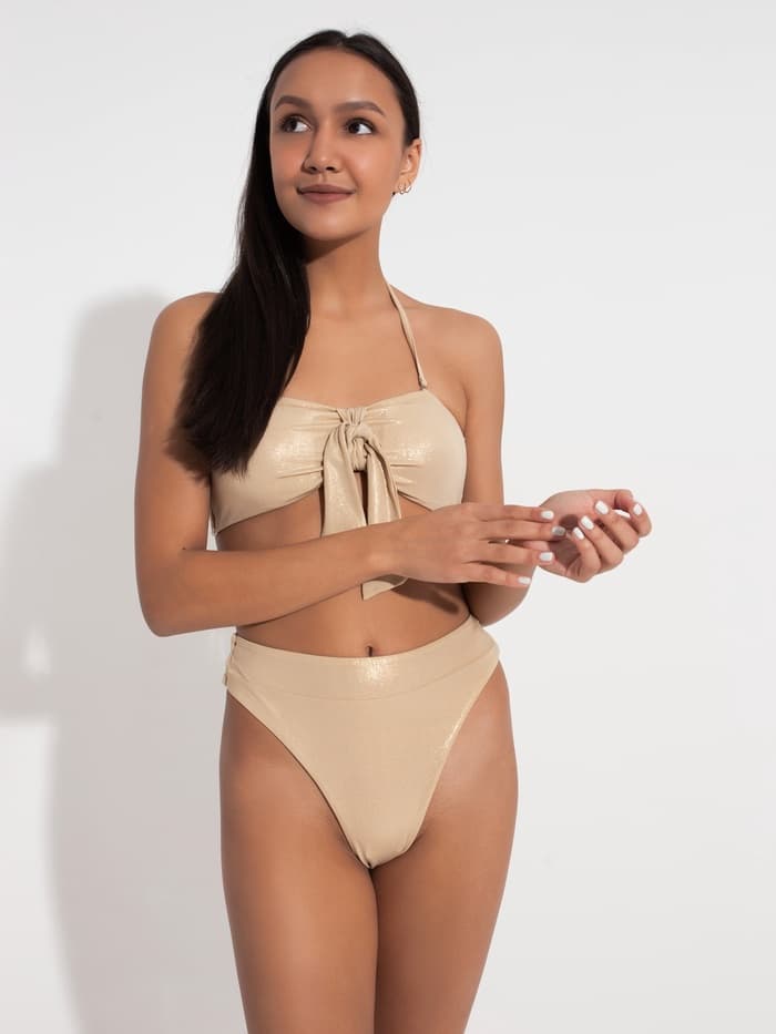 Купальник раздельный блестящий женский MINAKU Glow, цвет золотой, размер 50