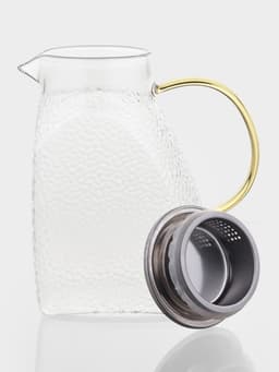 Кувшин для воды Magistro «Сара», 1.3 л, 16.9×19.5 см, с металлической крышкой, стекло, прозрачный