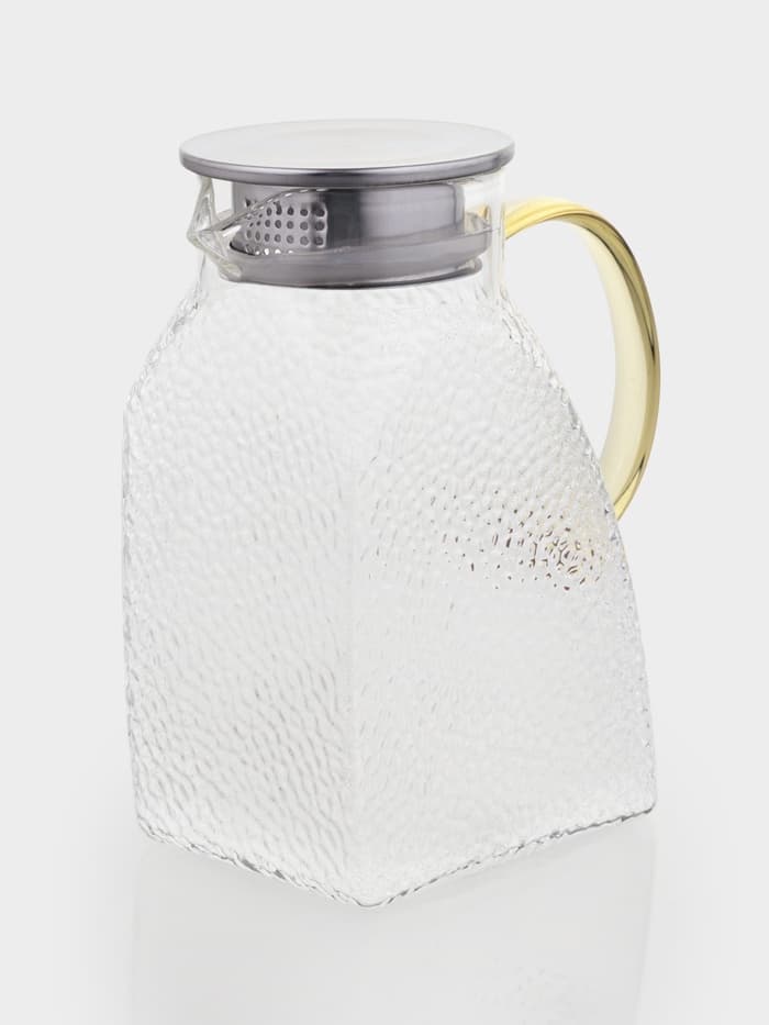Кувшин для воды Magistro «Сара», 1.3 л, 16.9×19.5 см, с металлической крышкой, стекло, прозрачный